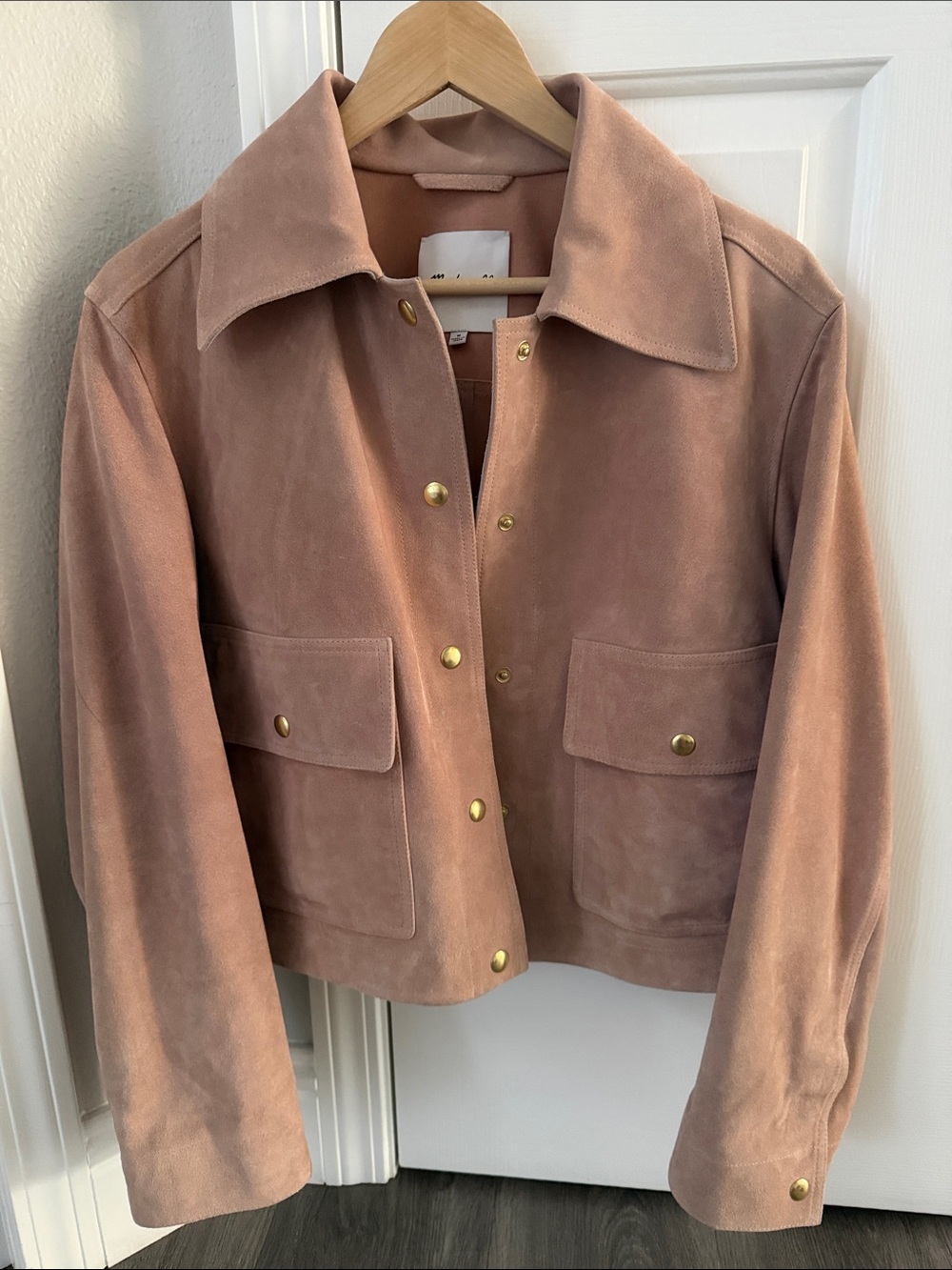 Like New Madewell Dusty Rose Suede Snap-Front Utility Jacket